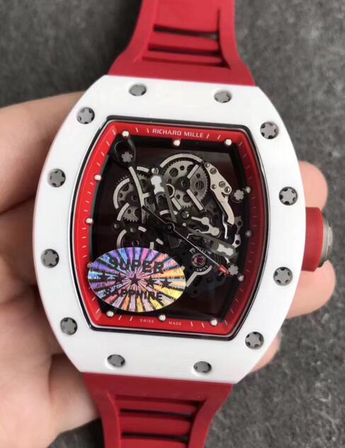 Review Fake Richard Mille Rm055 White Ceramic Red Rubber watches - Click Image to Close